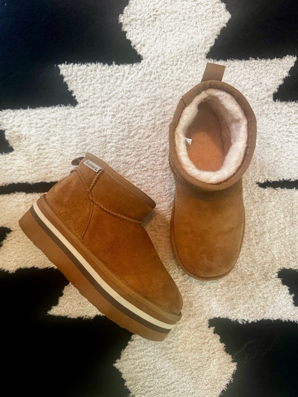 BearPaw Tan Suede Shearling-Lined Slip-On Boot